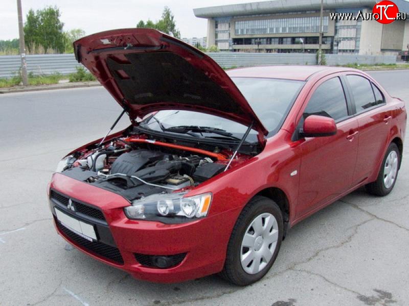 2 449 р. Упоры капота Sport Mitsubishi Lancer 10 CY седан рестайлинг (2011-2017)  с доставкой в г. Кемерово