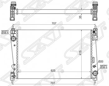 Радиатор двигателя SAT (пластинчатый, 1.3TD/1.7TD/1.4/1.6TD/1.9TD, МКПП) Alfa Romeo MiTo 955 дорестайлинг (2008-2014)