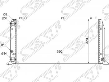 Радиатор двигателя SAT (1.6 / 1.8 / 2.0) Audi 80 B4 седан (1992-1996)