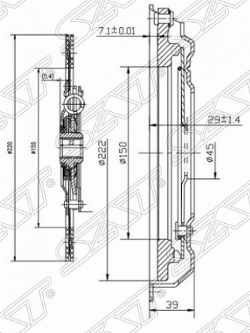 6 249 р. Комплект сцепления SAT (1.6 / 2.0) Audi A3 8PA хэтчбэк 5 дв. дорестайлинг (2003-2005)  с доставкой в г. Кемерово. Увеличить фотографию 1