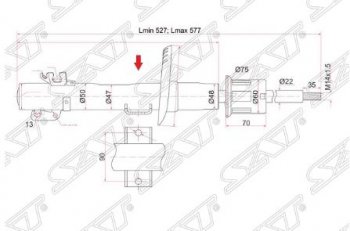 Амортизатор передний SAT (LH=RH) Seat Ibiza 6L хэтчбэк 3 дв. дорестайлинг (2002-2006)