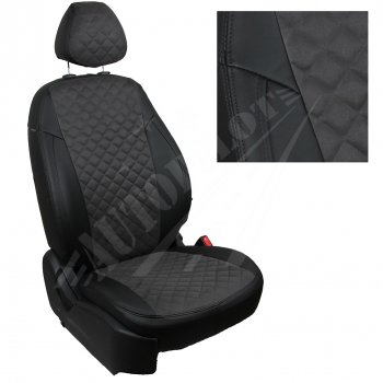 Чехлы сидений AUTOPILOT Алькантара Ромб (ЗС 40/60) Audi A1  8XA хэтчбэк 5 дв. (2010-2018) дорестайлинг, рестайлинг (Черный + Темно серый)