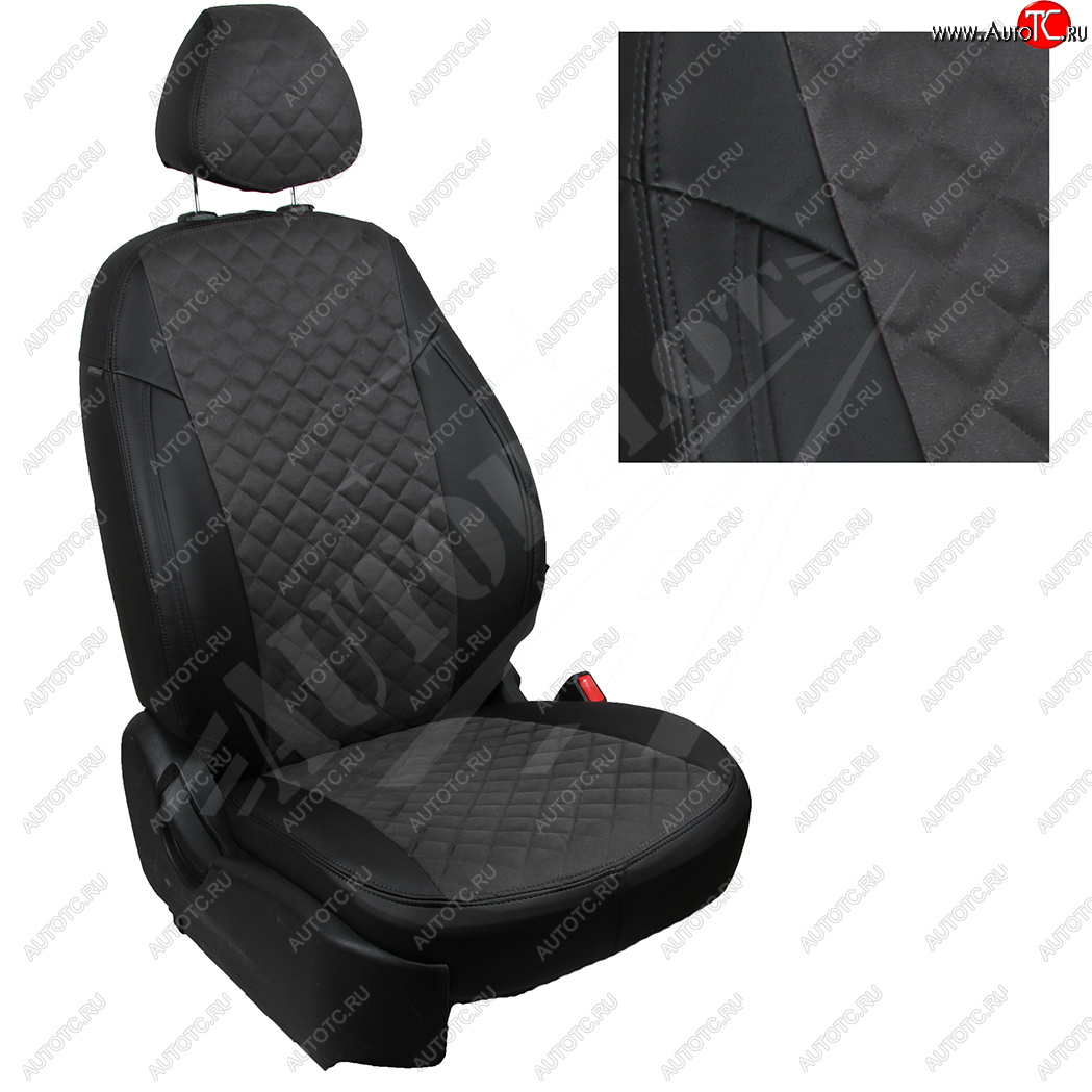 14 249 р. Чехлы сидений AUTOPILOT Алькантара Ромб (ЗС 40/60)  Audi A1  8XA хэтчбэк 5 дв. (2010-2018) дорестайлинг, рестайлинг (Черный + Темно серый)  с доставкой в г. Кемерово