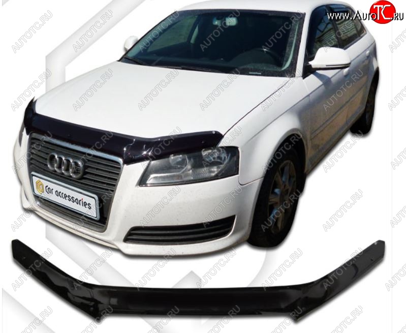 2 199 р. Дефлектор капота CA-Plastic Audi A3 8PA хэтчбэк 5 дв. 2-ой рестайлинг (2008-2010) (Classic черный, Без надписи)  с доставкой в г. Кемерово