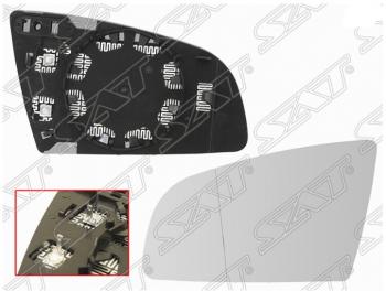 Левое полотно зеркала SAT (асферическое с обогревом) Audi A6 C6 дорестайлинг, универсал (2004-2008)