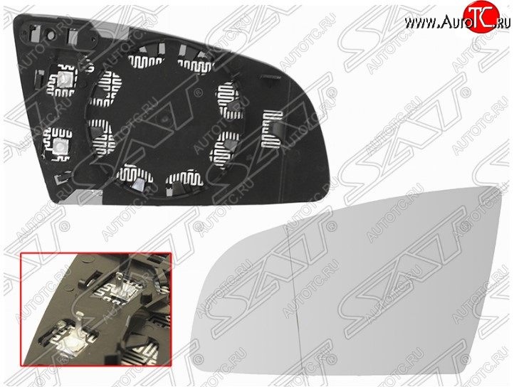 639 р. Левое полотно зеркала SAT (асферическое с обогревом) Audi A6 C6 дорестайлинг, универсал (2004-2008)  с доставкой в г. Кемерово