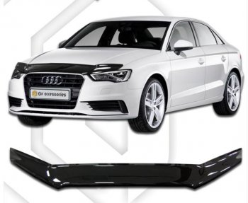 1 999 р. Дефлектор капота CA-Plastic Audi A3 8V1 хэтчбэк 3 дв. дорестайлинг (2012-2016) (Classic черный, Без надписи)  с доставкой в г. Кемерово. Увеличить фотографию 1