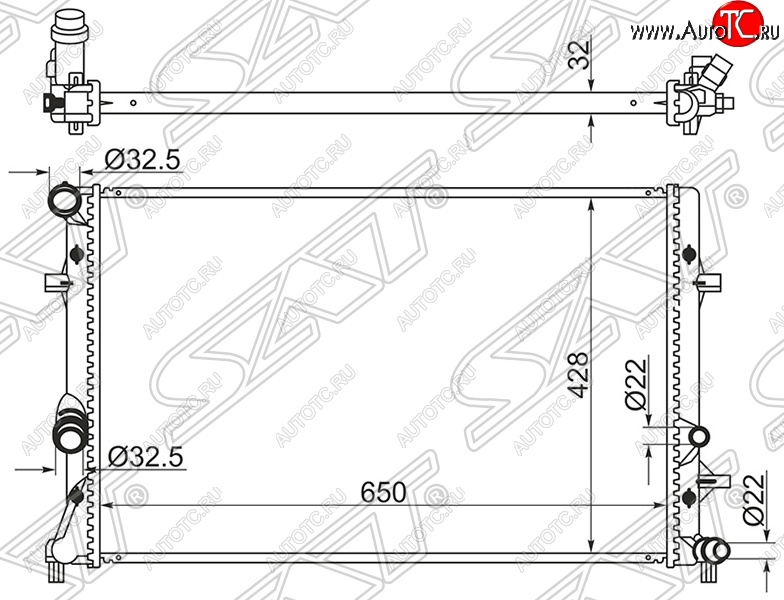 10 349 р. Радиатор двигателя SAT (пластинчатый) Audi A3 8PA хэтчбэк 5 дв. дорестайлинг (2003-2005)  с доставкой в г. Кемерово