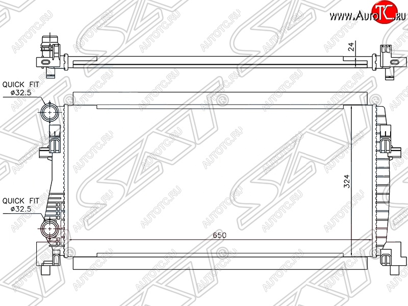 5 549 р. Радиатор двигателя SAT (трубчатый) Audi A3 8V1 хэтчбэк 3 дв. дорестайлинг (2012-2016)  с доставкой в г. Кемерово