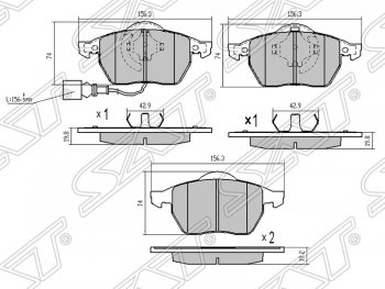 1 499 р. Передние тормозные колодки SAT Audi A3 8LA хэтчбэк 5 дв. дорестайлинг (1996-2000)  с доставкой в г. Кемерово. Увеличить фотографию 1