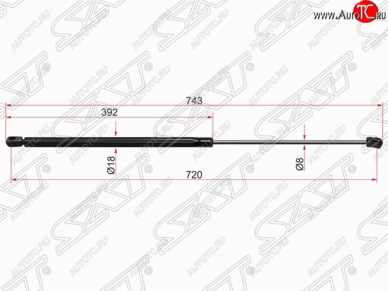 679 р. Упор капота SAT (газовый)  Audi A6  C6 (2004-2008) дорестайлинг, седан, дорестайлинг, универсал  с доставкой в г. Кемерово