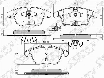 Колодки тормозные передние SAT Audi A6 C6 дорестайлинг, седан (2004-2008)