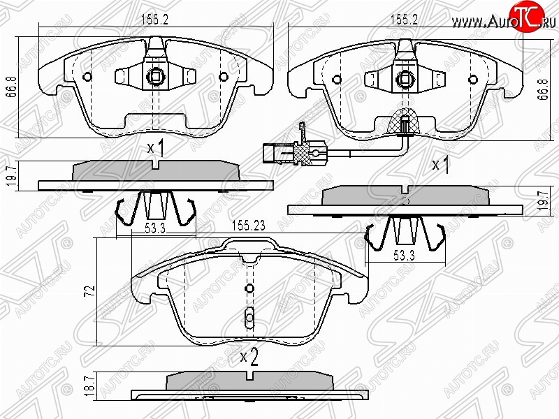 1 599 р. Колодки тормозные передние SAT Audi A6 C6 дорестайлинг, седан (2004-2008)  с доставкой в г. Кемерово