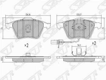 1 259 р. Колодки тормозные передние SAT (пр-во Китай) Audi A6 C6 дорестайлинг, универсал (2004-2008)  с доставкой в г. Кемерово. Увеличить фотографию 1