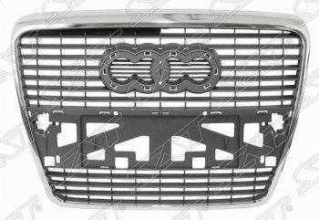Решетка радиатора SAT (под гос. номера, хром) Audi A6  C6 (2004-2008) дорестайлинг, седан, дорестайлинг, универсал