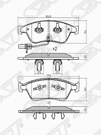 1 889 р. Колодки тормозные SAT  Audi A6  C6 (2004-2008) дорестайлинг, седан, дорестайлинг, универсал  с доставкой в г. Кемерово. Увеличить фотографию 1