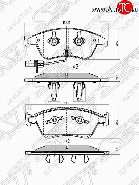 1 889 р. Колодки тормозные SAT  Audi A6  C6 (2004-2008) дорестайлинг, седан, дорестайлинг, универсал  с доставкой в г. Кемерово