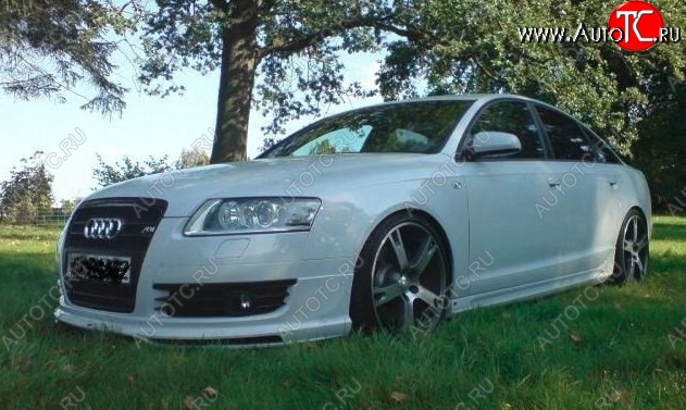 7 849 р. Накладка на передний бампер CT Audi A6 C6 дорестайлинг, седан (2004-2008) (Неокрашенная)  с доставкой в г. Кемерово