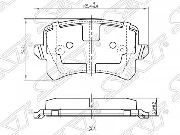 769 р. Колодки тормозные SAT (задние) Audi A6 C6 дорестайлинг, седан (2004-2008)  с доставкой в г. Кемерово. Увеличить фотографию 1