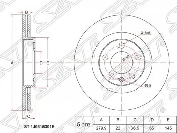 2 179 р. Диск тормозной SAT (вентилируемый) Audi A3 8LA хэтчбэк 5 дв. рестайлинг (2000-2003)  с доставкой в г. Кемерово. Увеличить фотографию 1