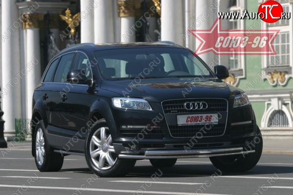 30 509 р. Защита переднего бампера двойная Souz-96 (d42/60) Audi Q7 4L дорестайлинг (2005-2009)  с доставкой в г. Кемерово