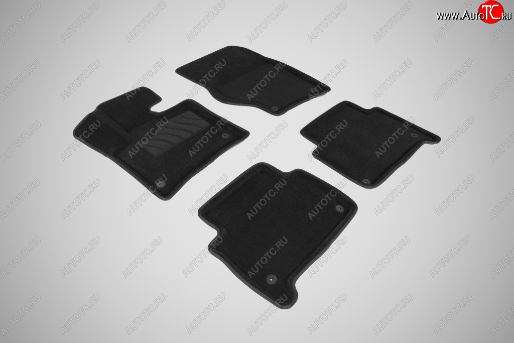 5 699 р. Износостойкие коврики в салон SeiNtex Premium 3D 4 шт. (ворсовые, черные)  Audi Q7  4L (2005-2009) дорестайлинг  с доставкой в г. Кемерово