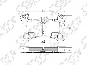 1 539 р. Колодки тормозные SAT (задние)  Audi Q7  4L (2005-2009), Porsche Cayenne ( 955,  957) (2002-2010), Volkswagen Touareg  GP (2002-2010)  с доставкой в г. Кемерово. Увеличить фотографию 1