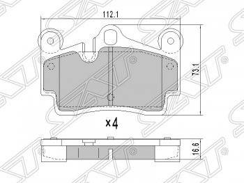 1 379 р. Колодки тормозные SAT (задние)  Audi Q7  4L (2005-2009), Porsche Cayenne ( 955,  957) (2002-2010), Volkswagen Touareg  GP (2002-2007)  с доставкой в г. Кемерово. Увеличить фотографию 1