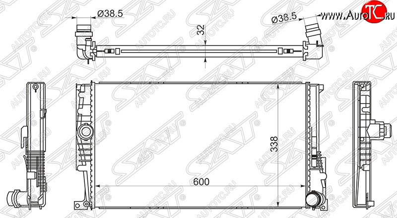 7 399 р. Радиатор двигателя SAT (пластинчатый, 600х338х32 мм)  BMW 1 серия ( F21,  F20) - 4 серия  F32  с доставкой в г. Кемерово