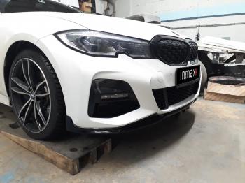 13 499 р. Сплиттер переднего М-бампера М-Perfomance  BMW 3 серия  G20 (2018-2022) седан (цвет: черный глянец)  с доставкой в г. Кемерово. Увеличить фотографию 2