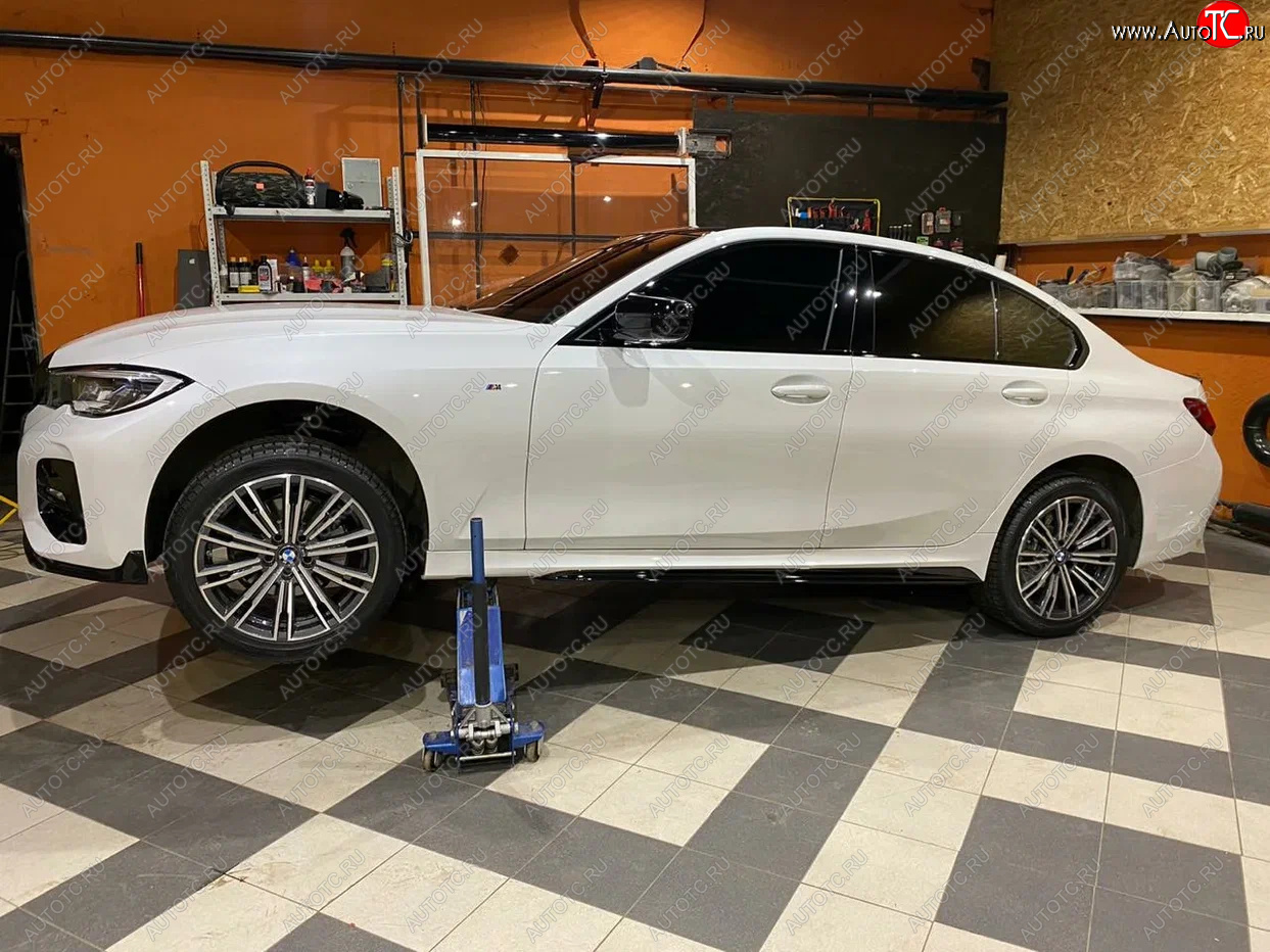 11 499 р. Пластиковые накладки M порогов  BMW 3 серия  G20 (2018-2022) седан (цвет: черный глянец)  с доставкой в г. Кемерово