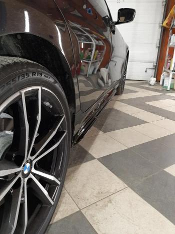 11 499 р. Пластиковые накладки M порогов  BMW 3 серия  G20 (2018-2022) седан (цвет: черный глянец)  с доставкой в г. Кемерово. Увеличить фотографию 4