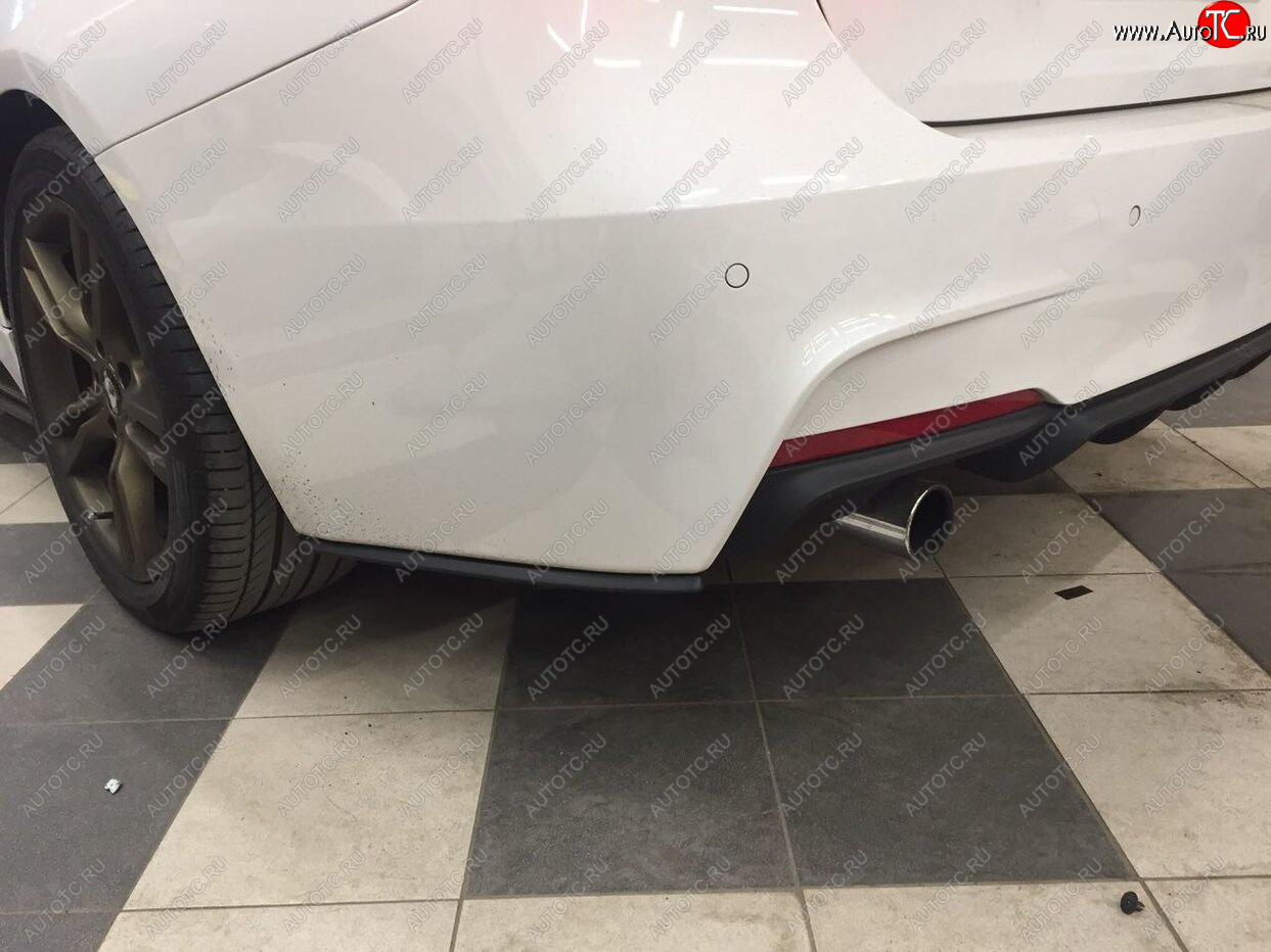5 999 р. Накладки M-Perfomance под задний бампер (мини-лезвия)  BMW 3 серия  F30 (2012-2018) седан дорестайлинг, седан рестайлинг (цвет: черный матовый)  с доставкой в г. Кемерово