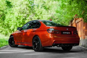 5 999 р. Накладки M-Perfomance под задний бампер (мини-лезвия)  BMW 3 серия  F30 (2012-2018) седан дорестайлинг, седан рестайлинг (цвет: черный матовый)  с доставкой в г. Кемерово. Увеличить фотографию 10