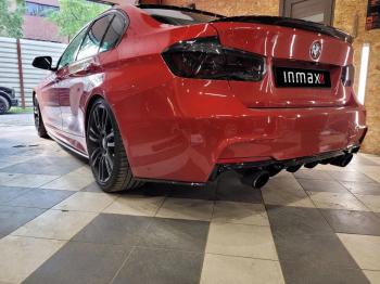5 999 р. Накладки M-Perfomance под задний бампер (мини-лезвия)  BMW 3 серия  F30 (2012-2018) седан дорестайлинг, седан рестайлинг (цвет: черный матовый)  с доставкой в г. Кемерово. Увеличить фотографию 12