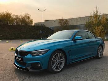 14 499 р. Сплиттер переднего бампера М-Perfomance  BMW 4 серия ( F32,  F36) (2013-2020) купе дорестайлинг, лифтбэк дорестайлинг, купе рестайлинг, лифтбэк рестайлинг (цвет: черный матовый)  с доставкой в г. Кемерово. Увеличить фотографию 3