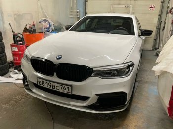 14 999 р. Сплиттер переднего бампера М-Perfomance BMW 5 серия G30 дорестайлинг, седан (2016-2020) (Черный матовый)  с доставкой в г. Кемерово. Увеличить фотографию 4