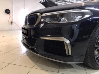 14 999 р. Сплиттер переднего бампера М-Perfomance BMW 5 серия G30 дорестайлинг, седан (2016-2020) (Черный матовый)  с доставкой в г. Кемерово. Увеличить фотографию 3