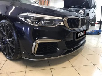 14 999 р. Сплиттер переднего бампера М-Perfomance BMW 5 серия G30 дорестайлинг, седан (2016-2020) (Черный матовый)  с доставкой в г. Кемерово. Увеличить фотографию 8