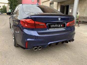 5 999 р. Накладки M-Perfomance под задний бампер (мини-лезвия) Inmax  BMW 5 серия  G30 (2016-2020) дорестайлинг, седан (цвет: черный глянец)  с доставкой в г. Кемерово. Увеличить фотографию 4