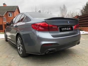 5 999 р. Накладки M-Perfomance под задний бампер (мини-лезвия) Inmax  BMW 5 серия  G30 (2016-2020) дорестайлинг, седан (цвет: черный глянец)  с доставкой в г. Кемерово. Увеличить фотографию 6