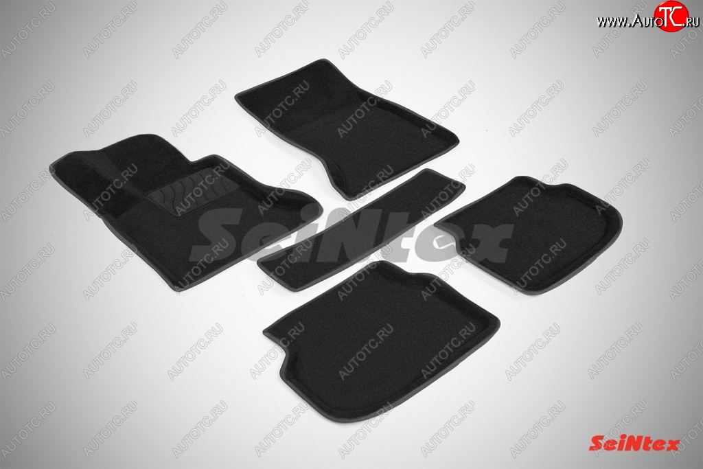 5 699 р. Износостойкие коврики в салон SeiNtex Premium 3D 4 шт. (ворсовые, черные)  BMW 5 серия  F10 (2009-2013) седан дорестайлинг  с доставкой в г. Кемерово