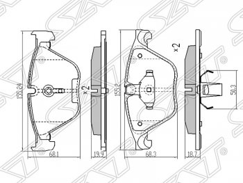 1 089 р. Колодки тормозные SAT (передние)  BMW 5 серия ( F11,  F10) - 7 серия  F01-F04  с доставкой в г. Кемерово. Увеличить фотографию 1