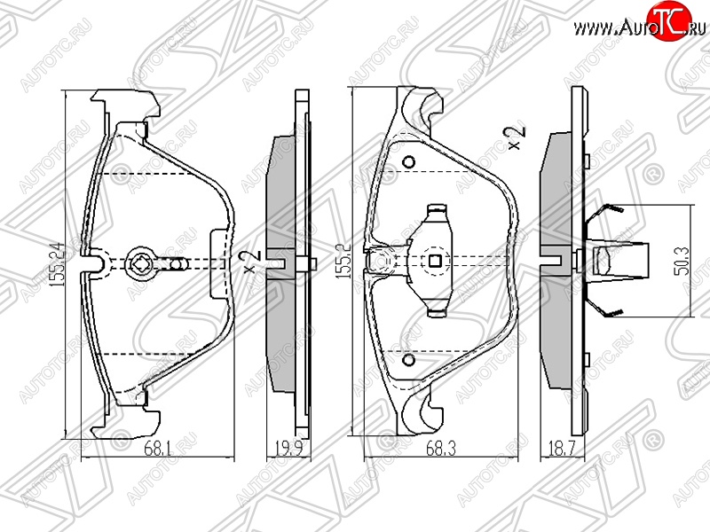 1 089 р. Колодки тормозные SAT (передние)  BMW 5 серия ( F11,  F10) - 7 серия  F01-F04  с доставкой в г. Кемерово