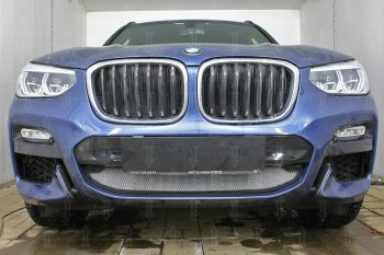 3 949 р. Защитная сетка радиатора в бампер (алюминий/пластик, 2.0i /2.0d/3.0d, AT, Base) Стрелка 11 Стандарт  BMW X3  G01 (2017-2021) дорестайлинг (Цвет: хром, без зимней заглушки)  с доставкой в г. Кемерово. Увеличить фотографию 4