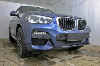62 999 р. Защитная сетка радиатора в бампер (алюминий/пластик, 2.0i /2.0d/3.0d, AT, Base) Стрелка 11 Стандарт BMW X3 G01 дорестайлинг (2017-2021) (Цвет: черный, без зимней заглушки)  с доставкой в г. Кемерово. Увеличить фотографию 4