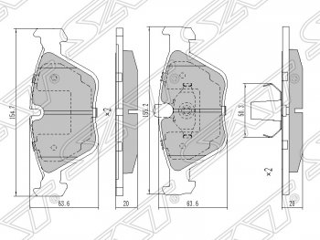 1 079 р. Колодки тормозные SAT (передние) BMW 3 серия E46 седан дорестайлинг (1998-2001)  с доставкой в г. Кемерово. Увеличить фотографию 1