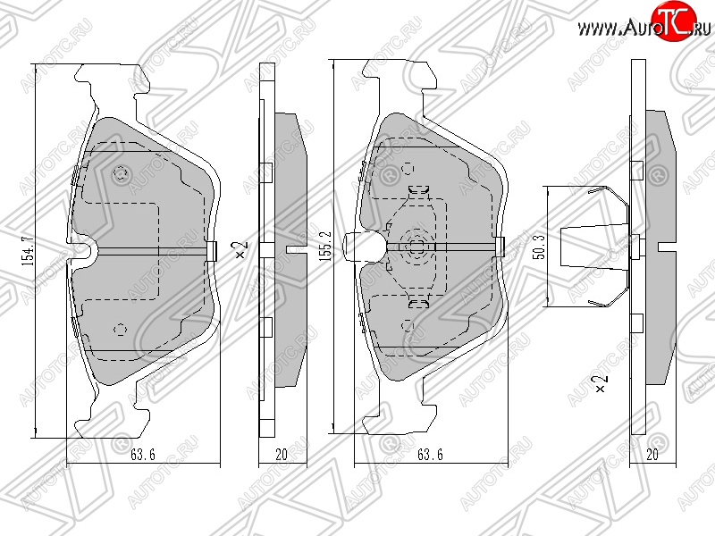 1 079 р. Колодки тормозные SAT (передние) BMW 3 серия E46 седан дорестайлинг (1998-2001)  с доставкой в г. Кемерово