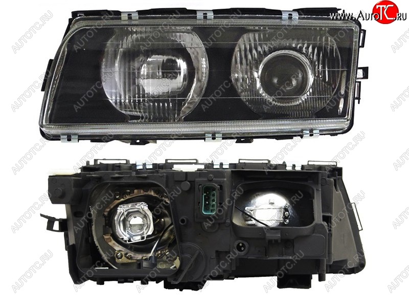 6 799 р. Левая передняя фара SAT (черная) BMW 7 серия E38 дорестайлинг, седан (1994-1998)  с доставкой в г. Кемерово