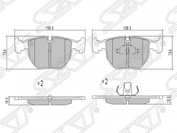 Колодки тормозные SAT (передние) BMW X5  E53 (1999-2006) дорестайлинг, рестайлинг